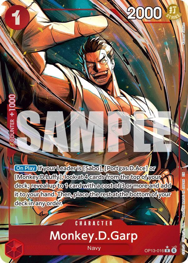Monkey.D.Garp (Alternate Art) R Foil OP13 OP13-016 NM