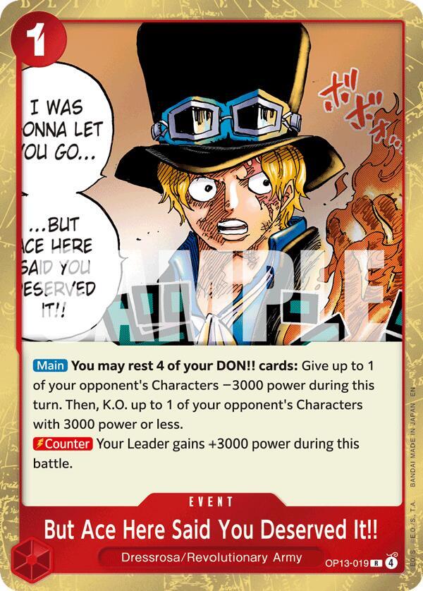 But Ace Here Said You Deserved It!! R Foil OP13 OP13-019 NM