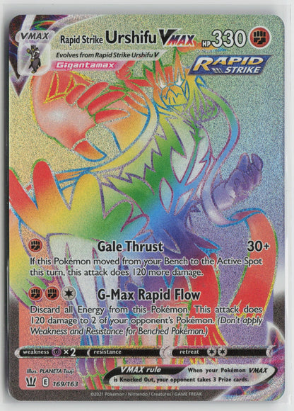 Rapid Strike Urshifu VMAX (Secret) Secret Rare Holo SWSH05 169/163 NM