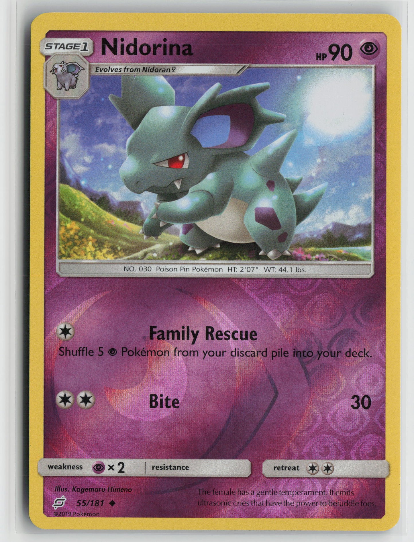 Nidorina Uncommon SM Reverse - Team Up 55/181 NM