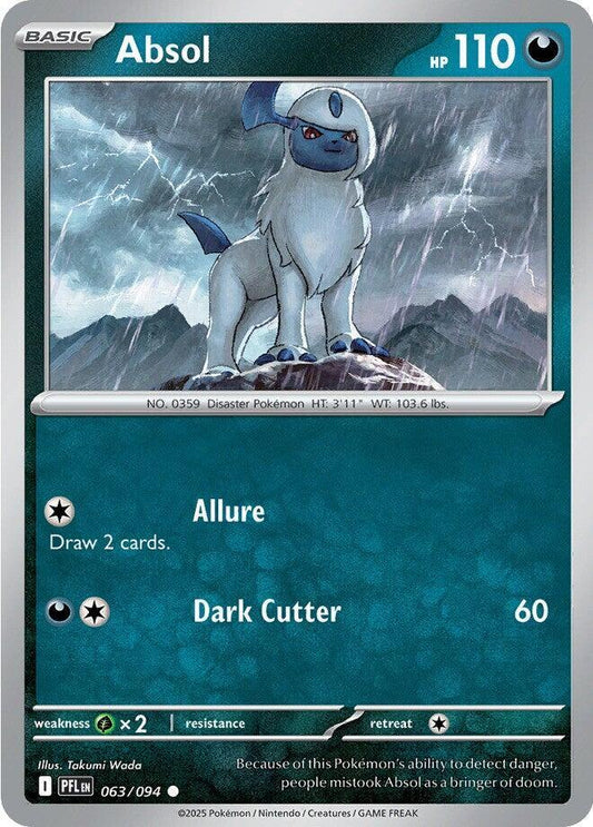 Absol Common Reverse Holo PFL 063/094 NM