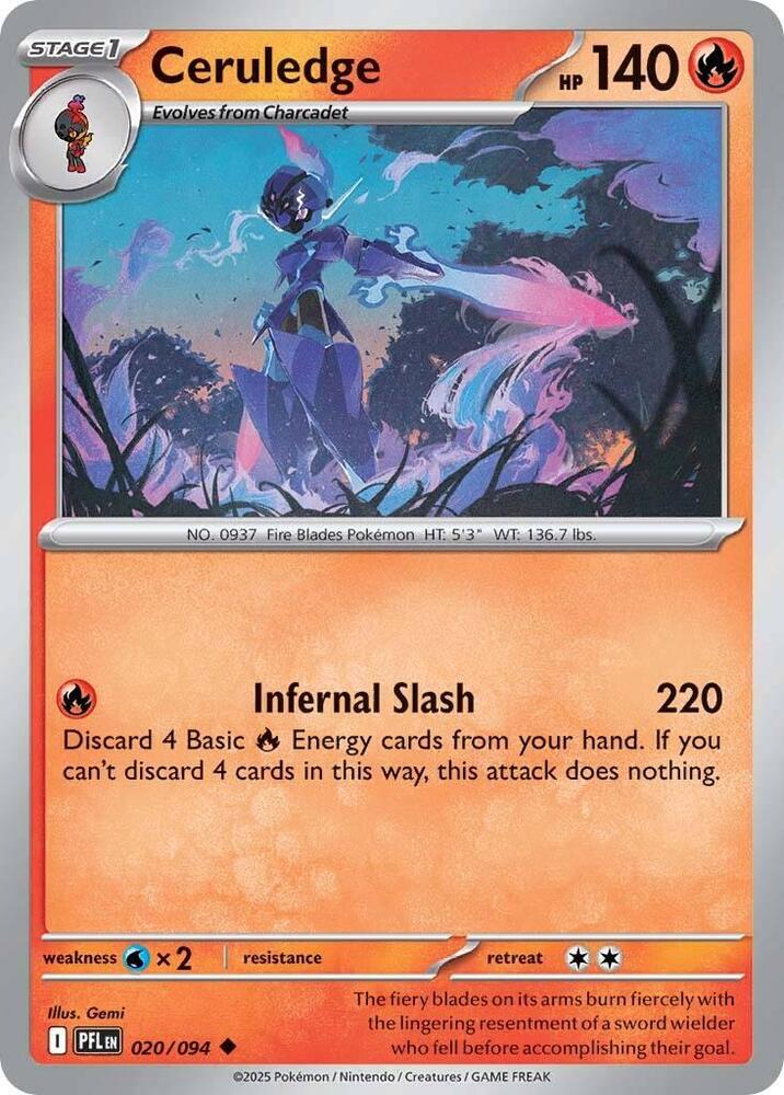 Ceruledge Uncommon Reverse Holo PFL 020/094 NM