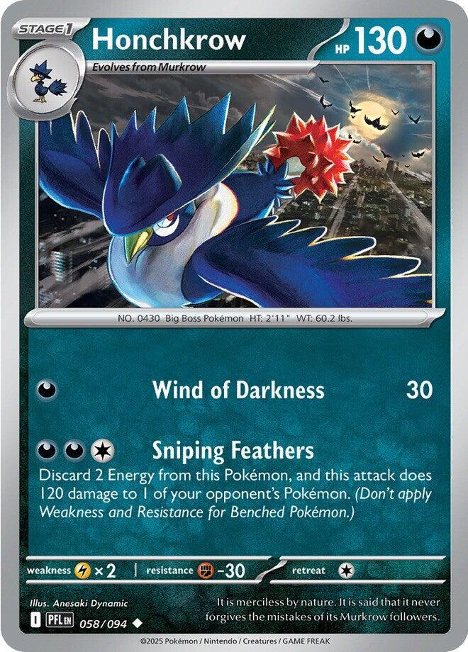 Honchkrow Uncommon Reverse Holo PFL 058/094 NM