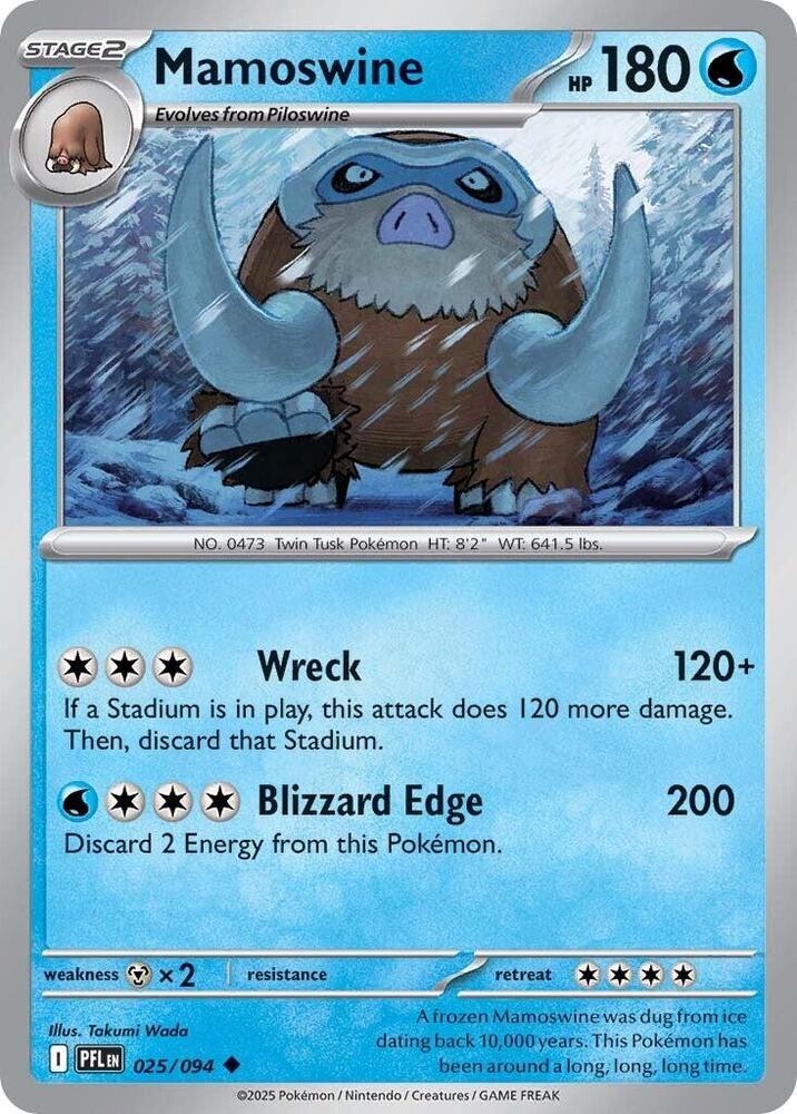 Mamoswine Uncommon Reverse Holo PFL 025/094 NM