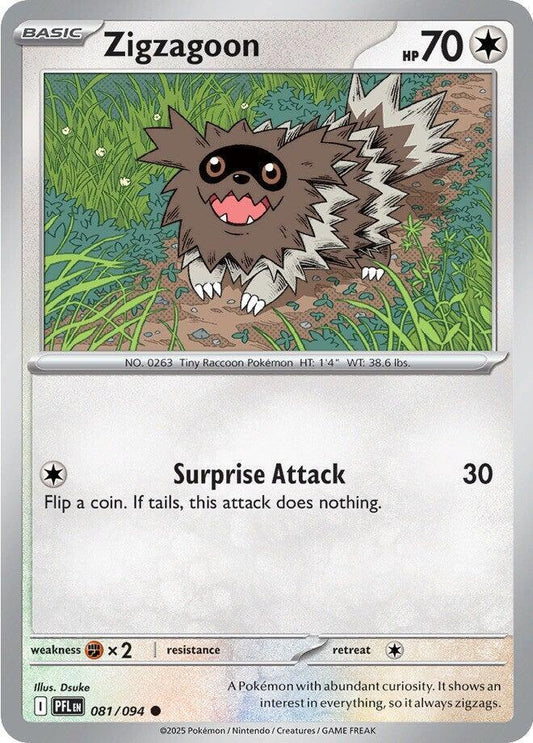 Zigzagoon Common Reverse Holo PFL 081/094 NM