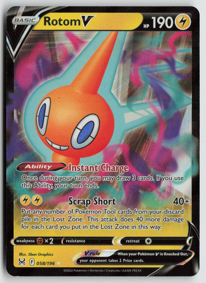 Rotom V Ultra Rare Holo SWSH11 058/196 NM