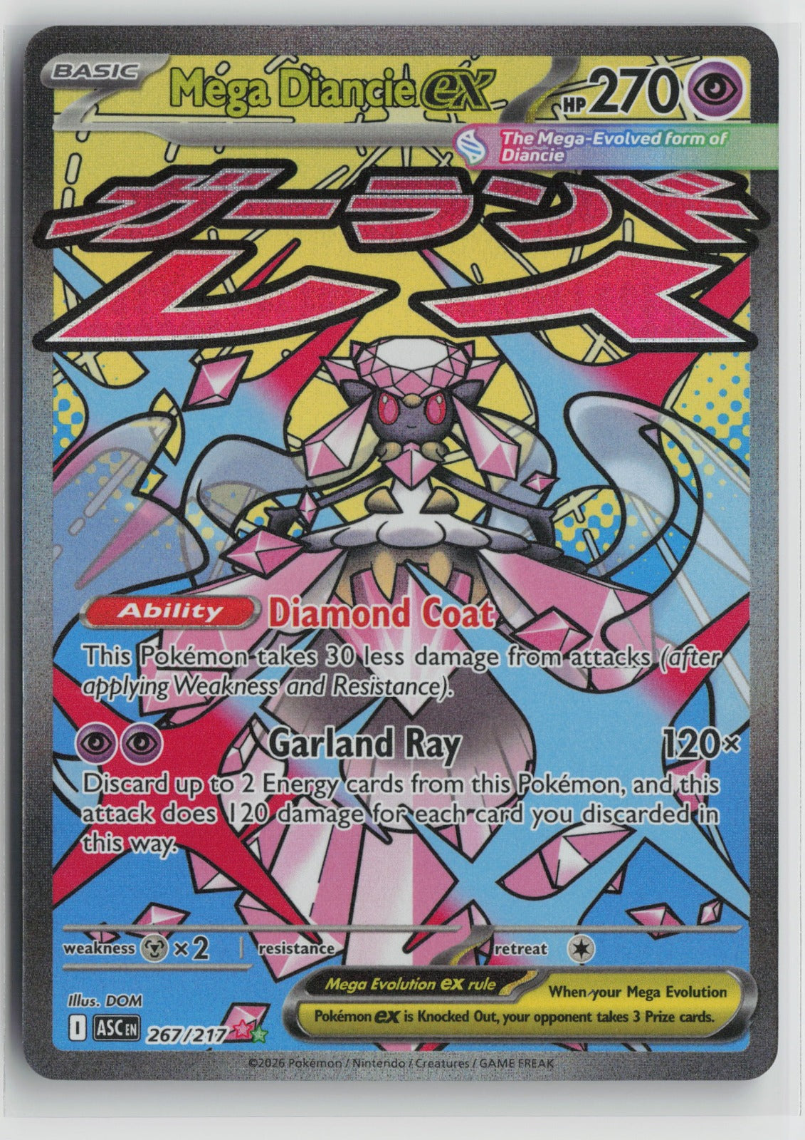 Mega Diancie ex - Mega Attack Rare Holo ASC 267/217 NM