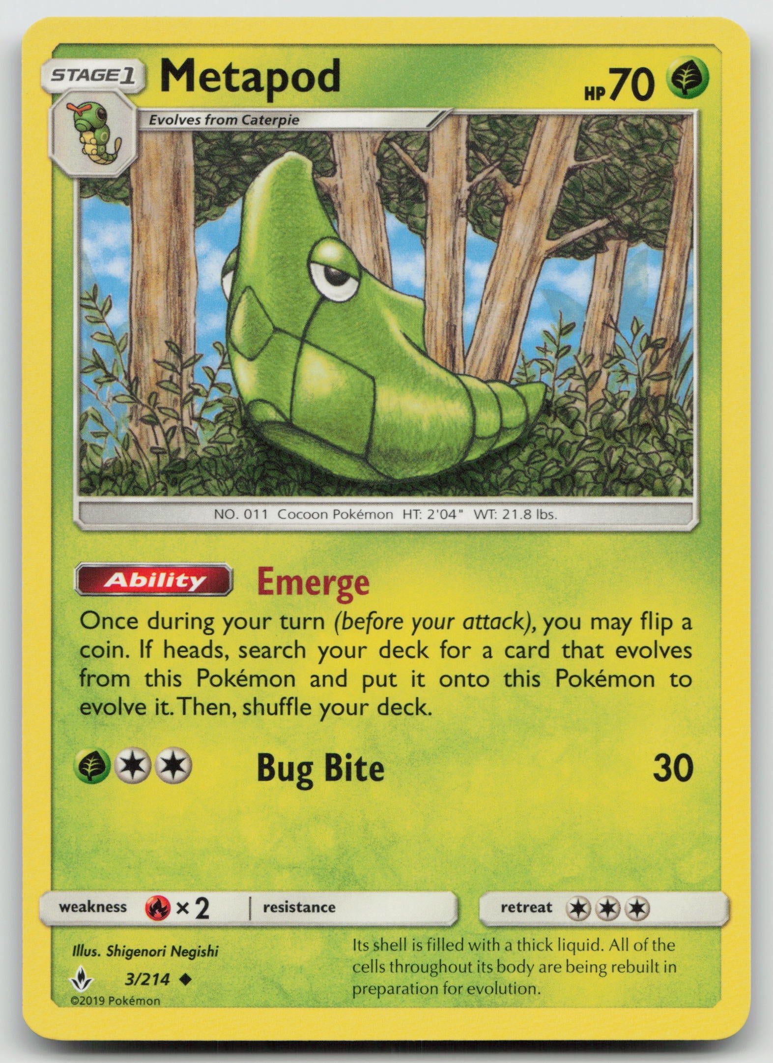 Metapod Uncommon Normal SM10 3/214 NM