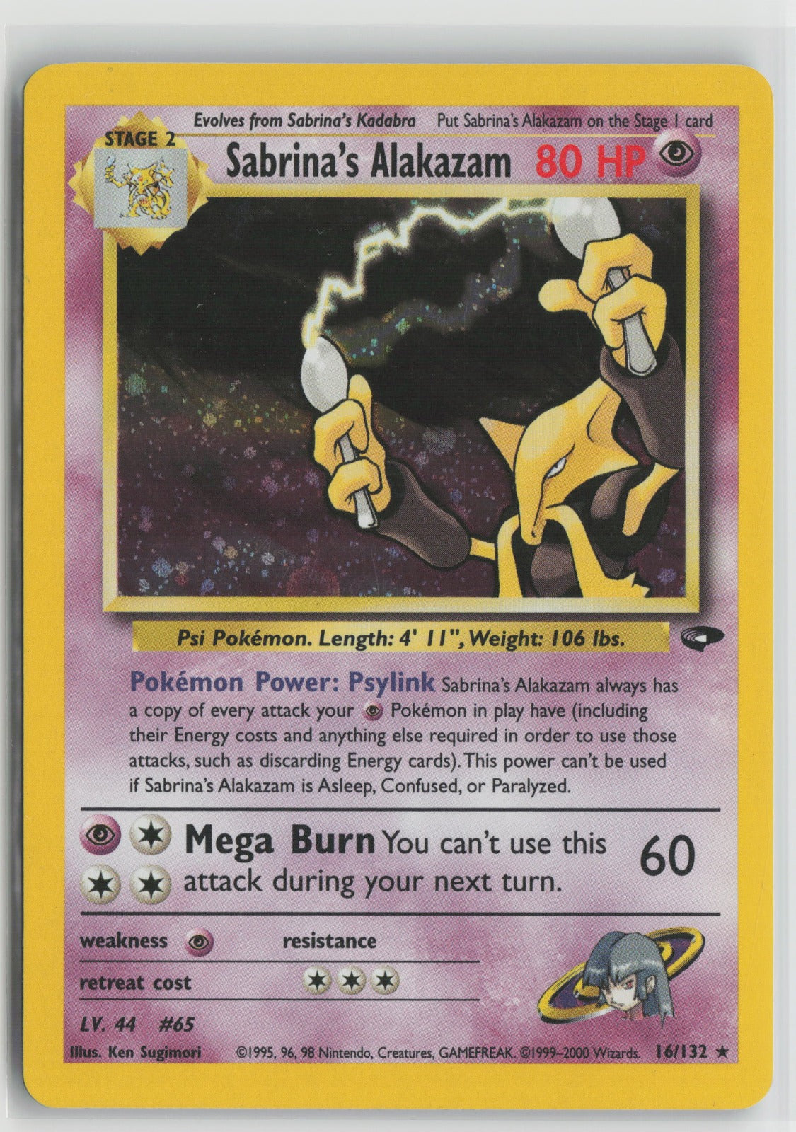 Sabrina's Alakazam Holo Rare Unlimited G2 016/132 NM