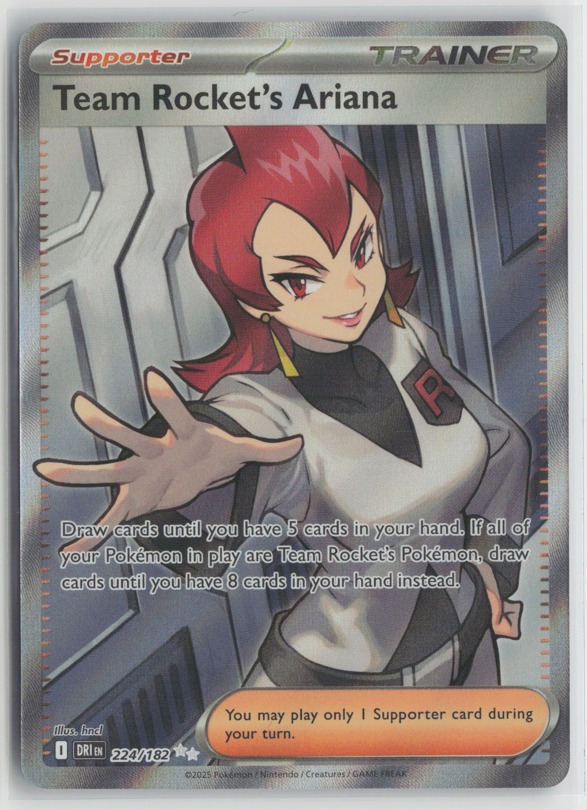 Team Rocket's Ariana Ultra Rare Holo DRI 224/182 NM