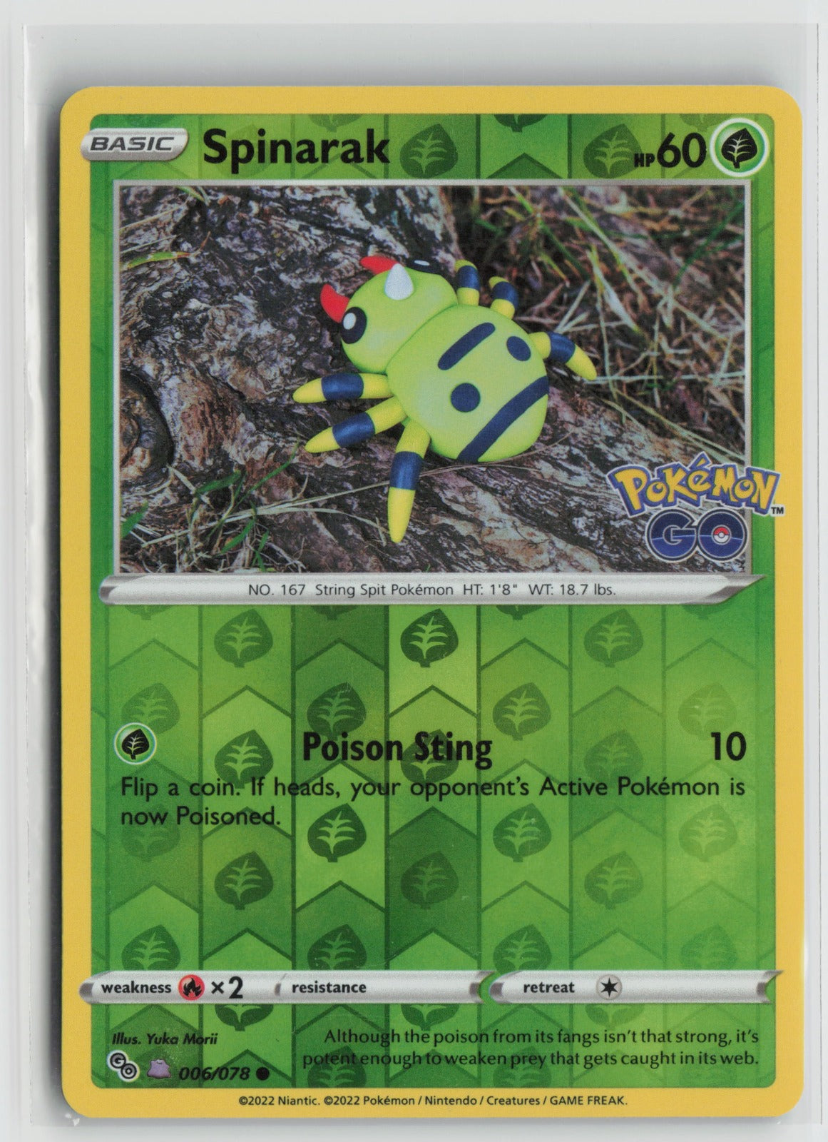Spinarak (Peelable Ditto) Common Reverse Holo PGO 006/078 NM