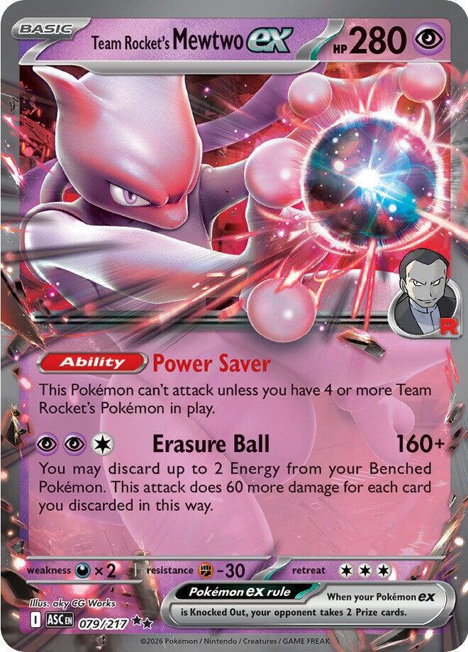 Team Rocket's Mewtwo ex Double Rare Holo ASC 079/217 NM