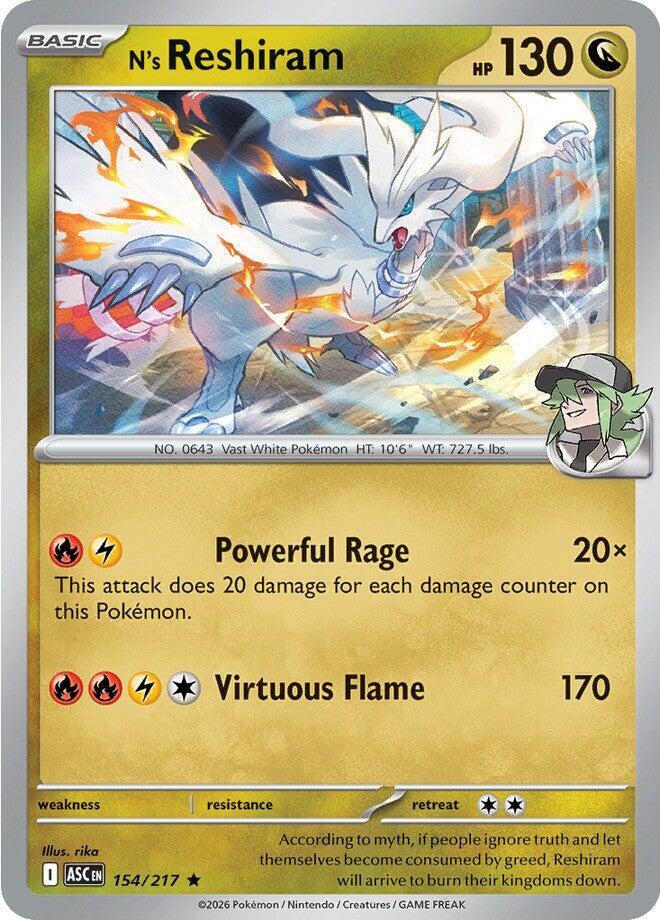N's Reshiram Rare Holo ASC 154/217 NM