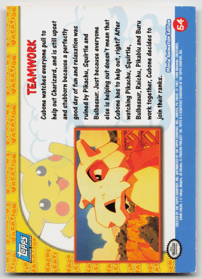 Teamwork #54 Pikachu's Vacation Topps Movie Animation Edition Non-Holo LP (Back)