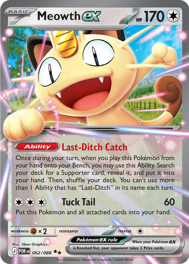 Meowth ex Double Rare Holo POR 062/088 NM