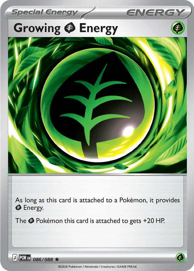 Growing Grass Energy Rare Holo POR 086/088 NM