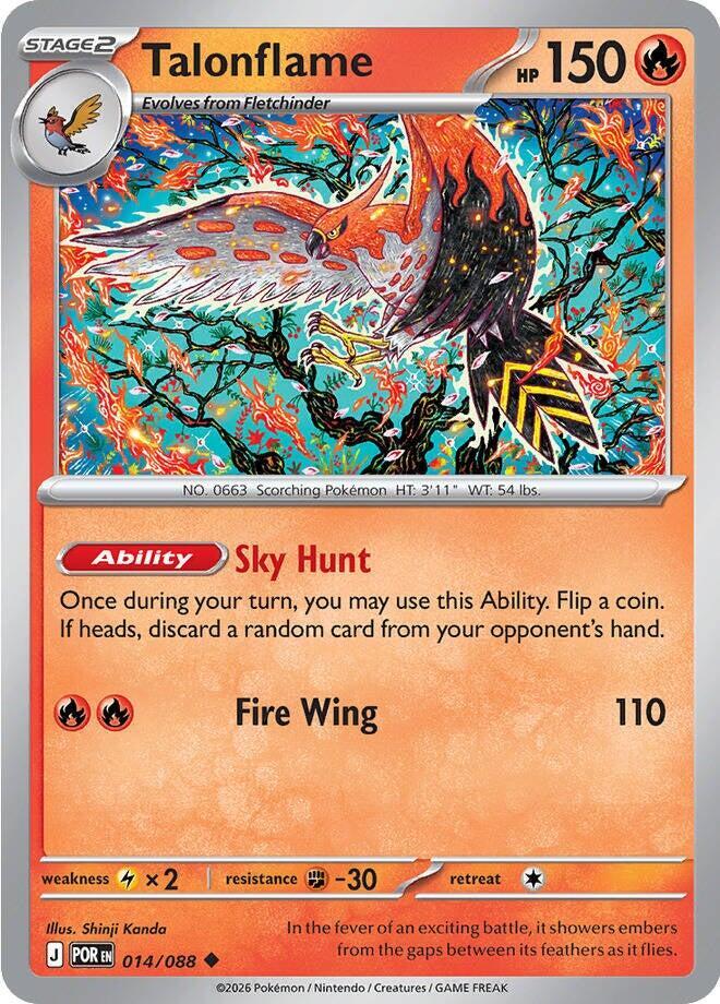 Talonflame Uncommon Reverse Holo POR 014/088 NM