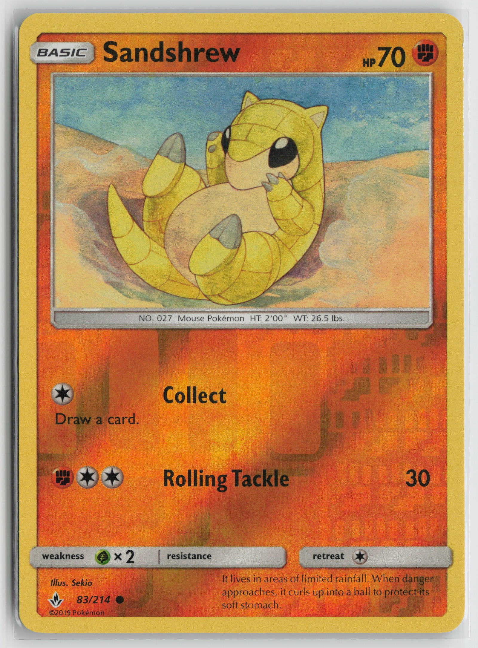 Sandshrew Common Reverse Holo SM10 83/214 NM