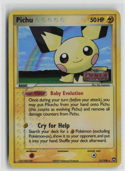 Pichu Rare Reverse Holo PK 21/108 DMG