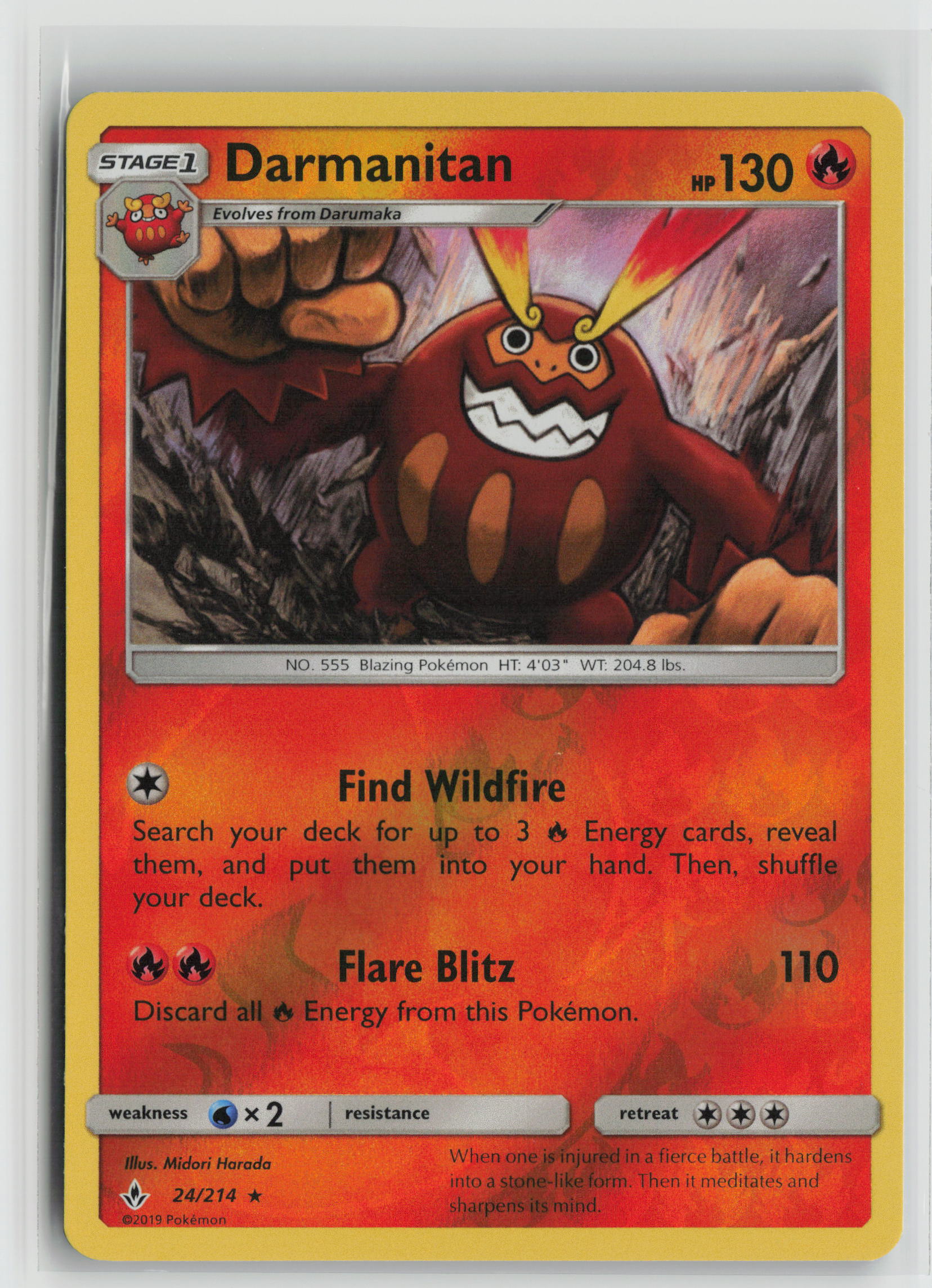 Darmanitan Rare Reverse Holo SM10 24/214 NM