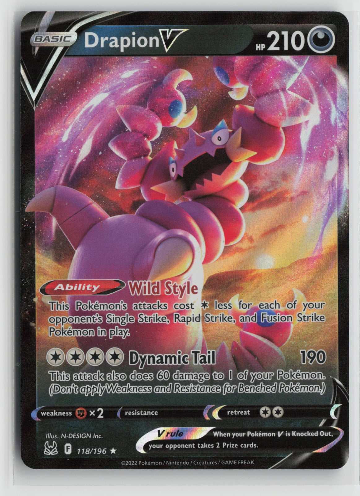 Drapion V Ultra Rare Holo SWSH11 118/196 NM