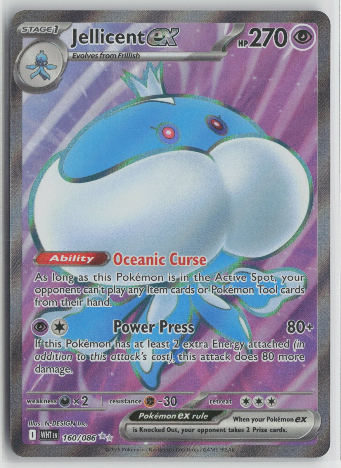 Jellicent ex Ultra Rare Holo WHT 160/086 NM
