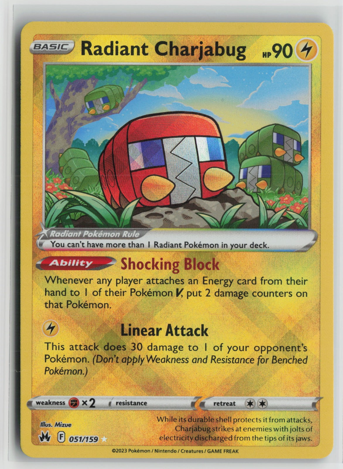 Radiant Charjabug Radiant Rare Holo CRZ 051/159 NM