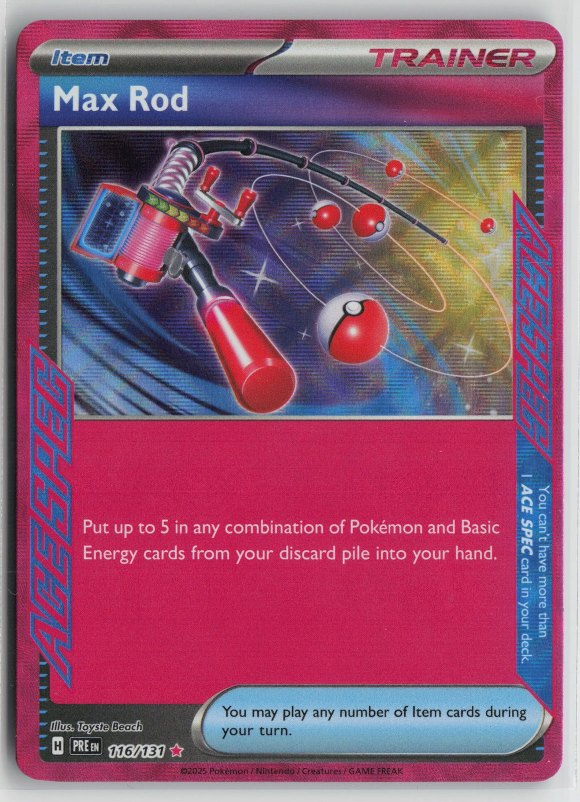 Max Rod ACE SPEC Rare Holo PRE 116/131 NM