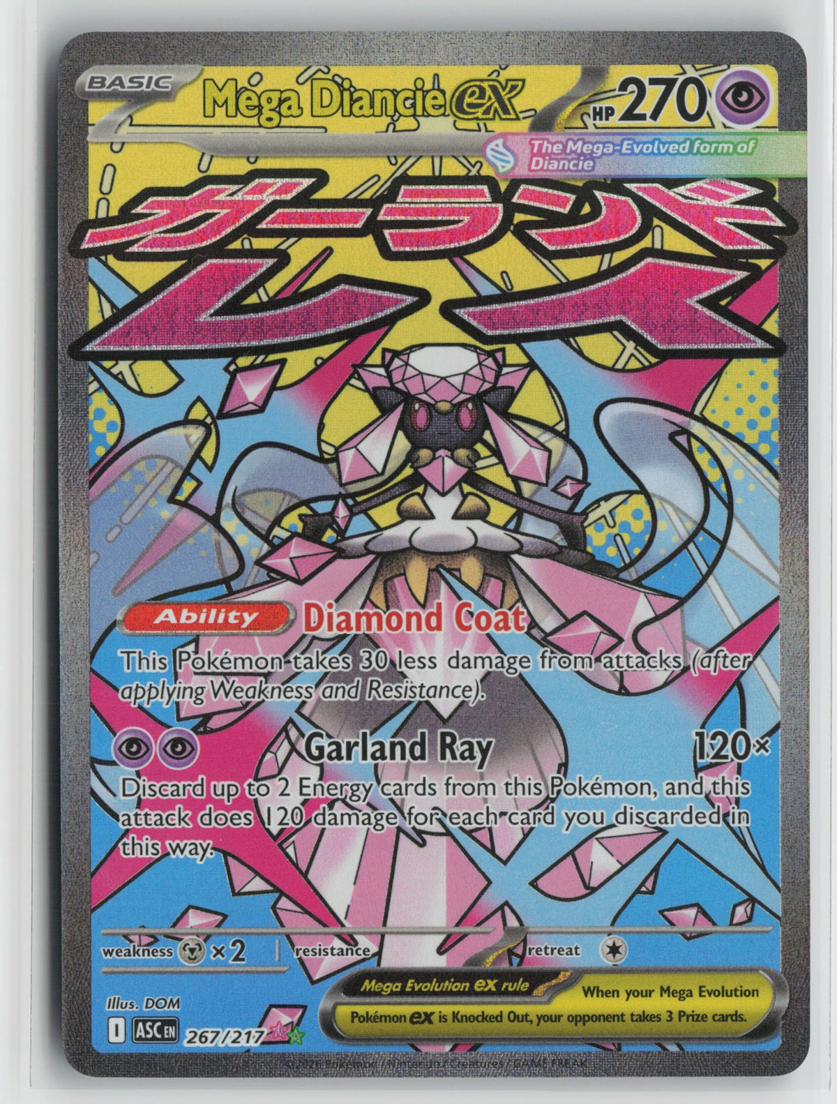 Mega Diancie ex Mega Attack Rare Holo ASC 267/217 NM