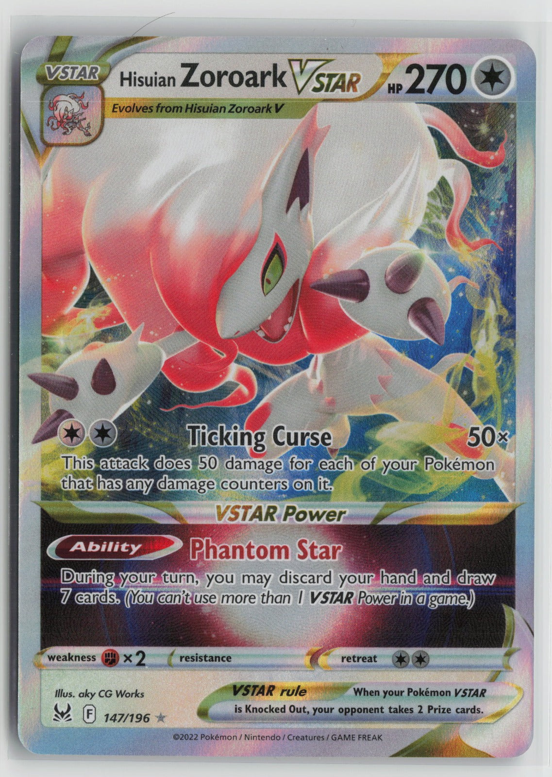 Hisuian Zoroark VSTAR Ultra Rare Holo SWSH11 147/196 NM- B
