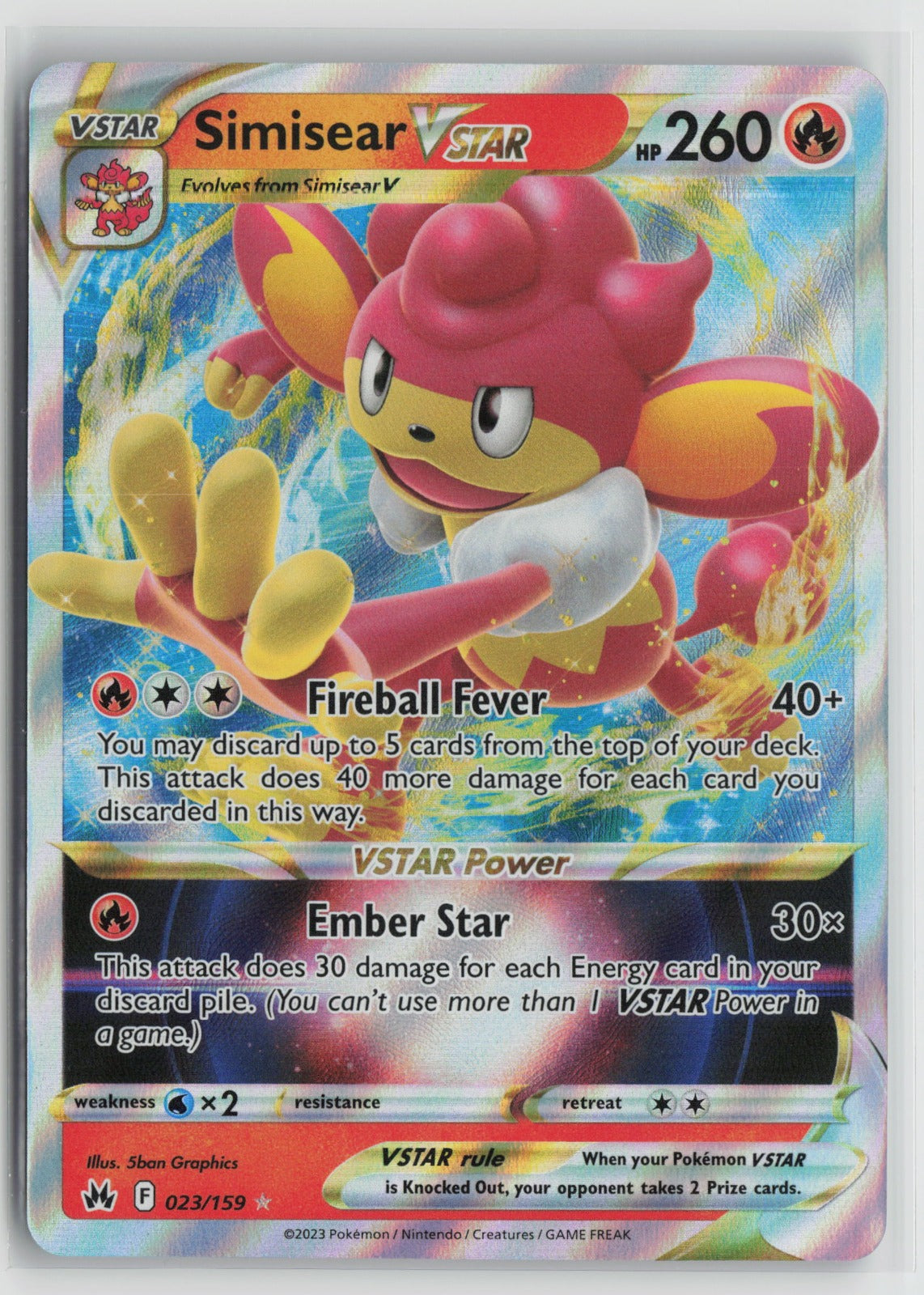 Simisear VSTAR Ultra Rare Holo CRZ 023/159 NM