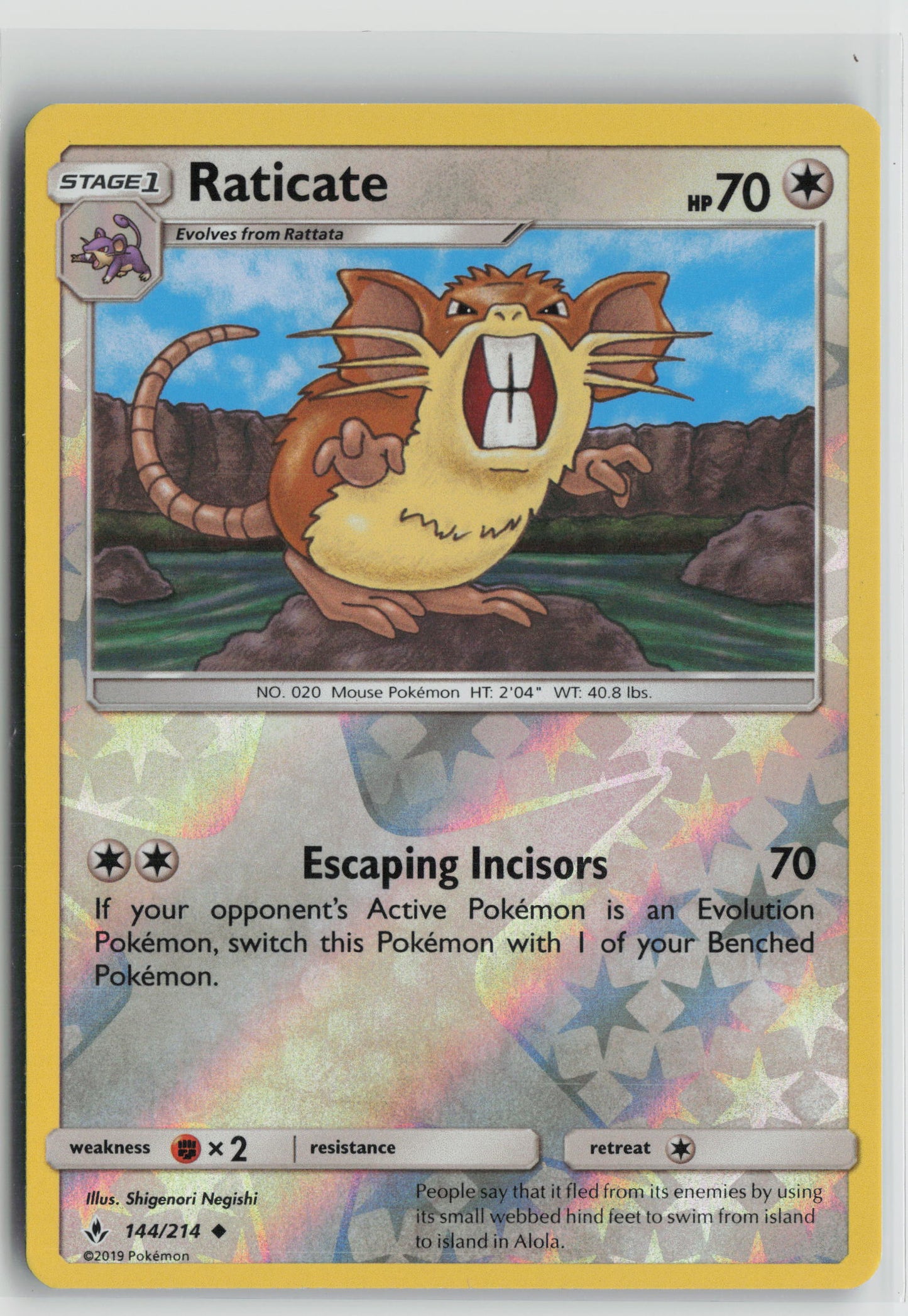 Raticate Uncommon Reverse Holo SM10 144/214 NM