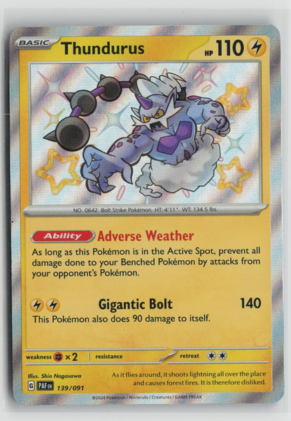Thundurus Shiny Rare Holo PAF 139/091 NM