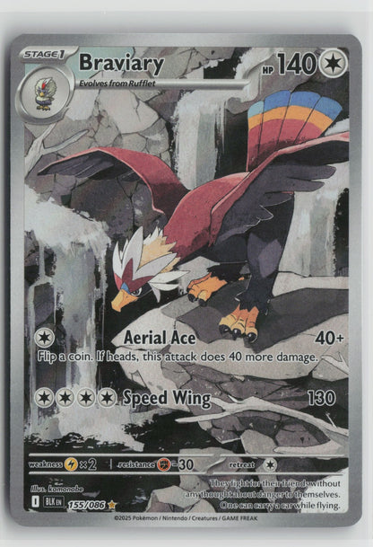 Braviary Illustration Rare Holo BLK 155/086 NM