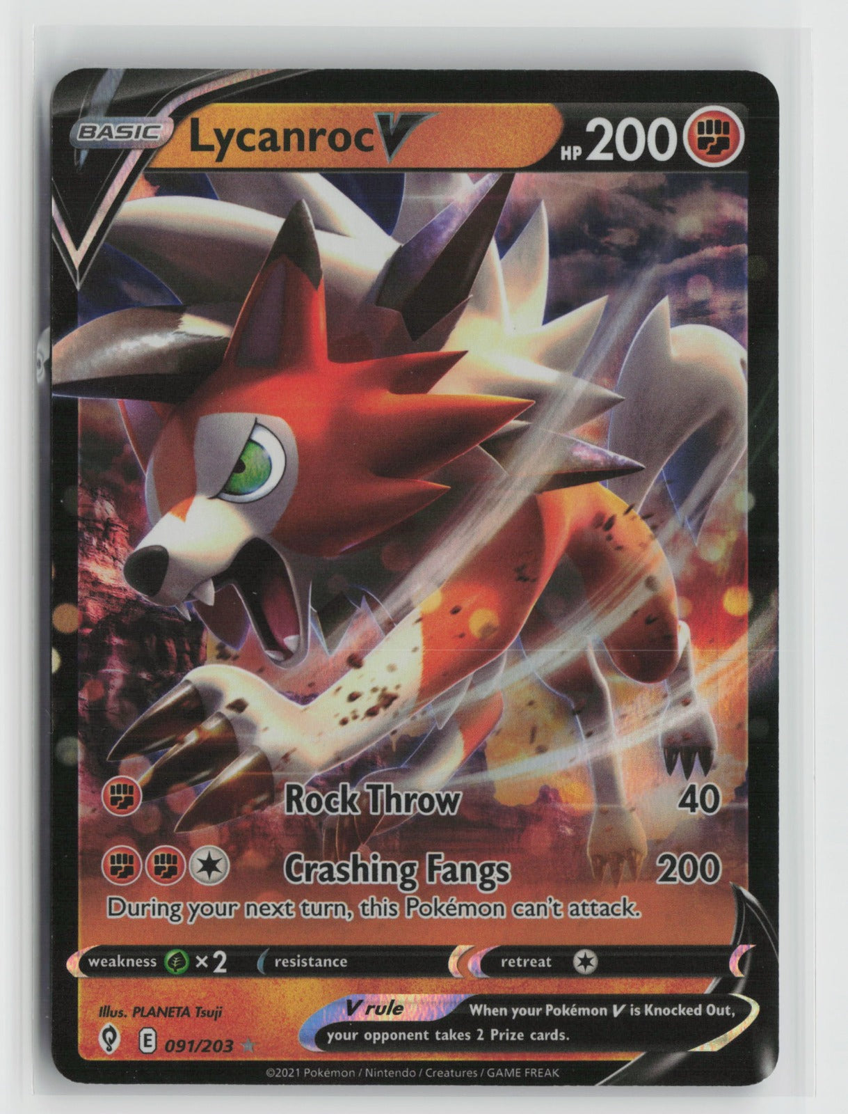 Lycanroc V Ultra Rare Holo SWSH07 091/203 NM