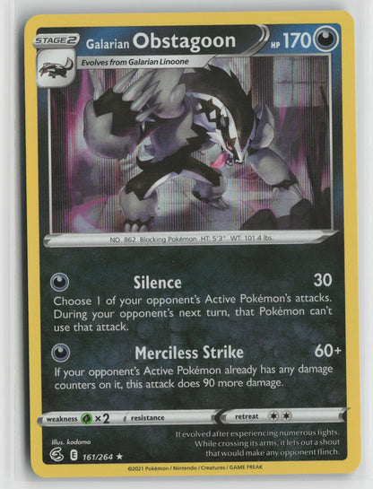 Galarian Obstagoon Holo Rare SWSH08 161/264 NM