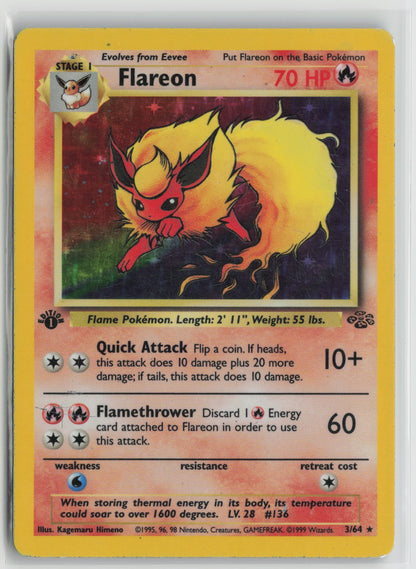Flareon (3) Holo Rare 1st Edition JU 03/64 MP