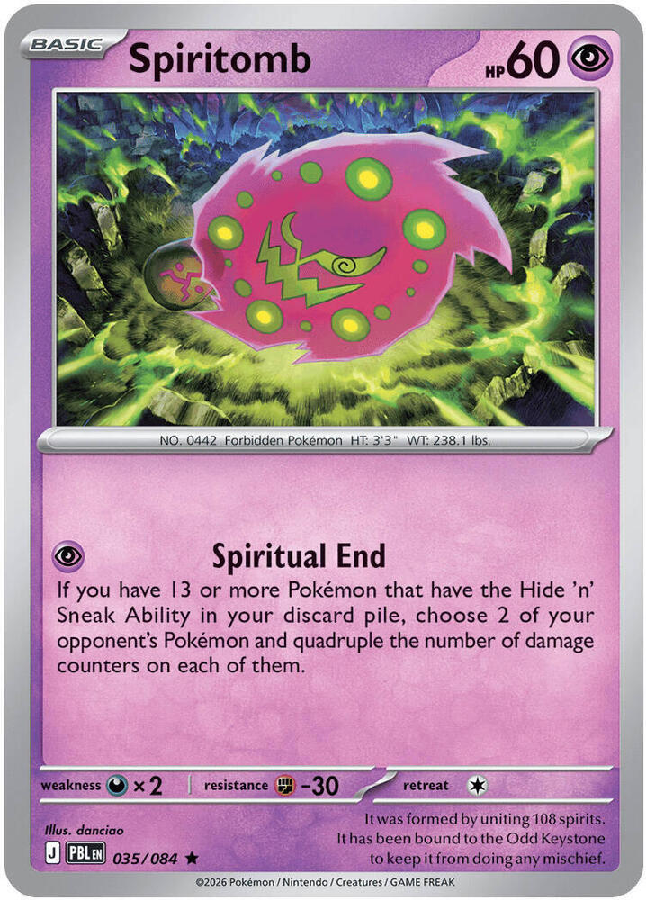 Spiritomb Rare Holo PBL 035/084 NM