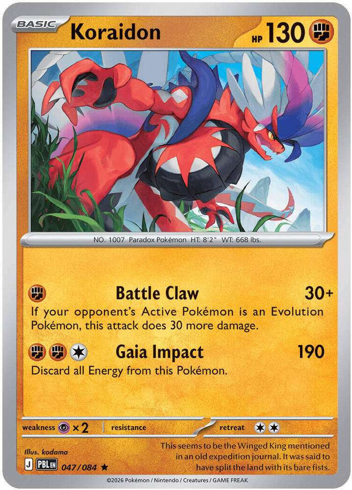 Koraidon Rare Holo PBL 047/084 NM