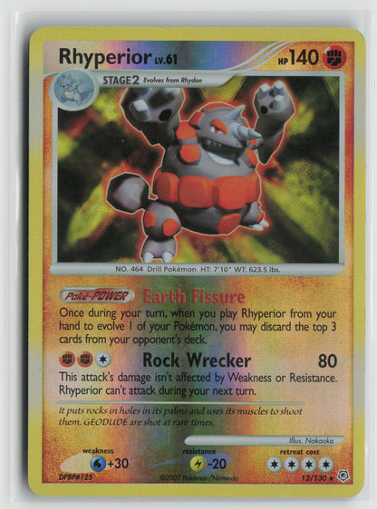 Rhyperior Holo Rare Reverse Holo DP 12/130 MP