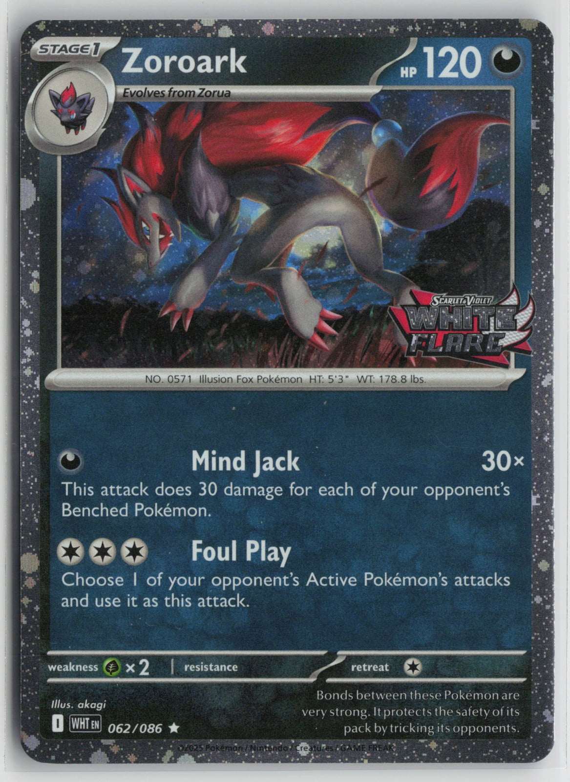 Zoroark (White Flare Stamped) Rare Holo MCAP 062/086 NM
