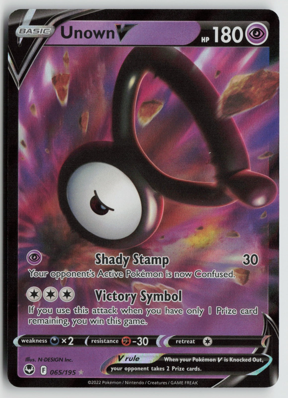 Unown V Ultra Rare Holo SWSH12 065/195 NM