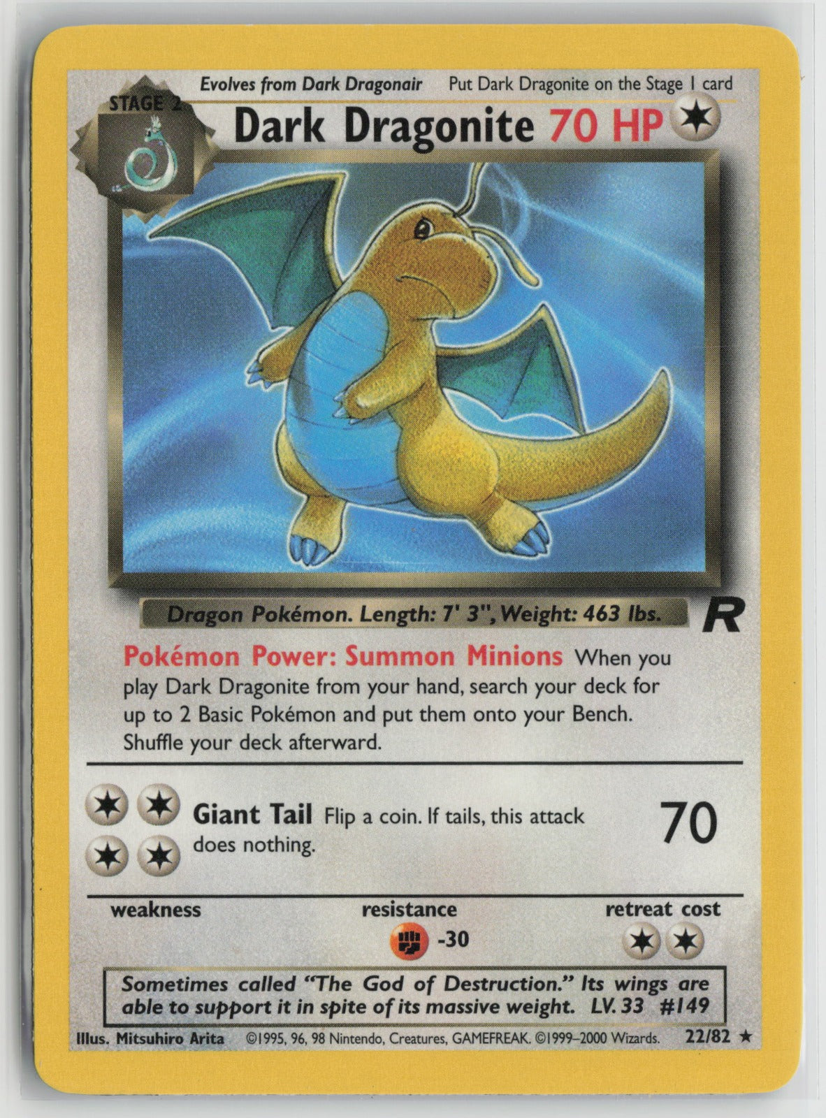 Dark Dragonite (22) Rare Unlimited TR 22/82 NM