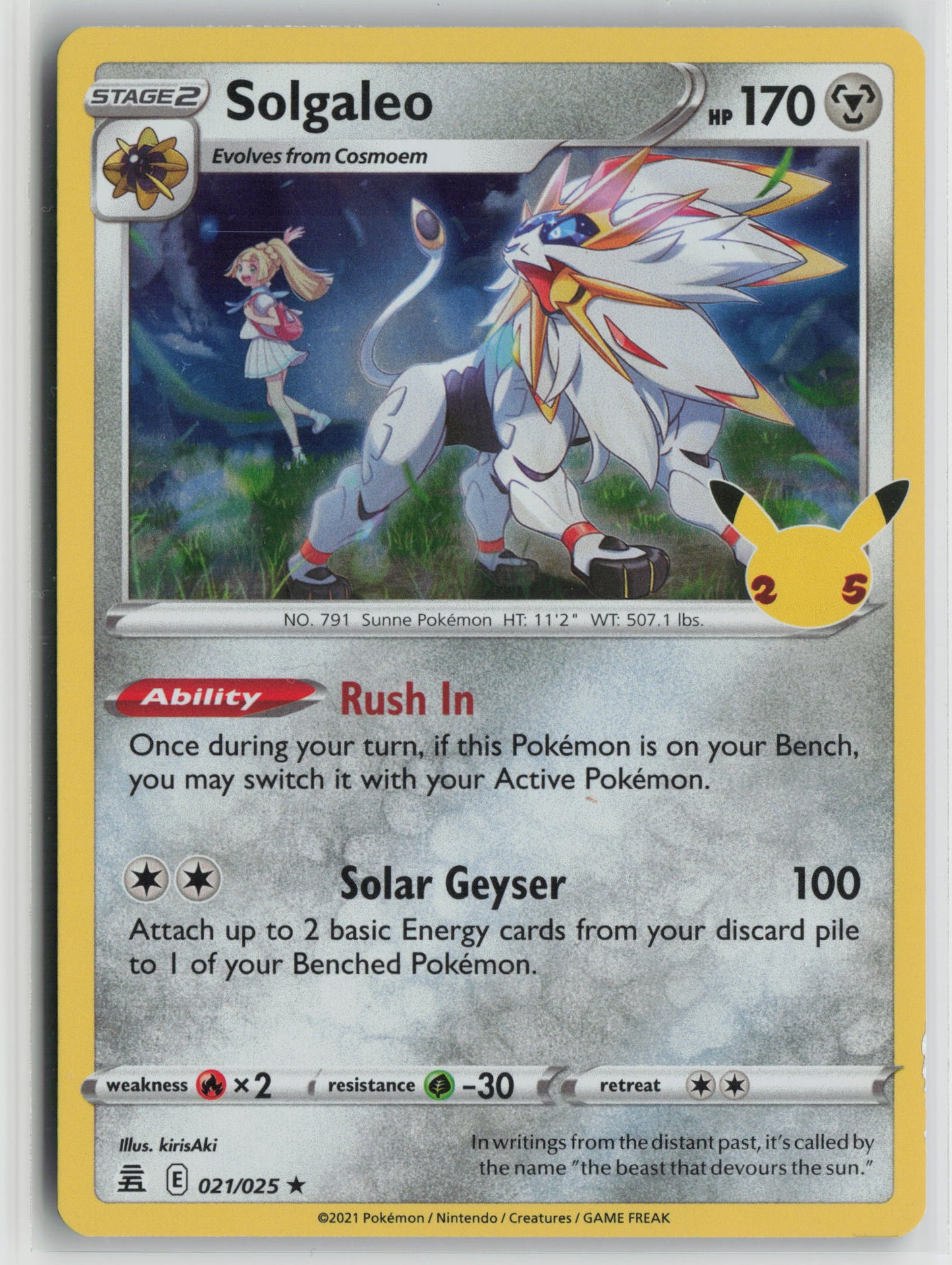 Solgaleo Holo Rare Celebrations 021/025 NM