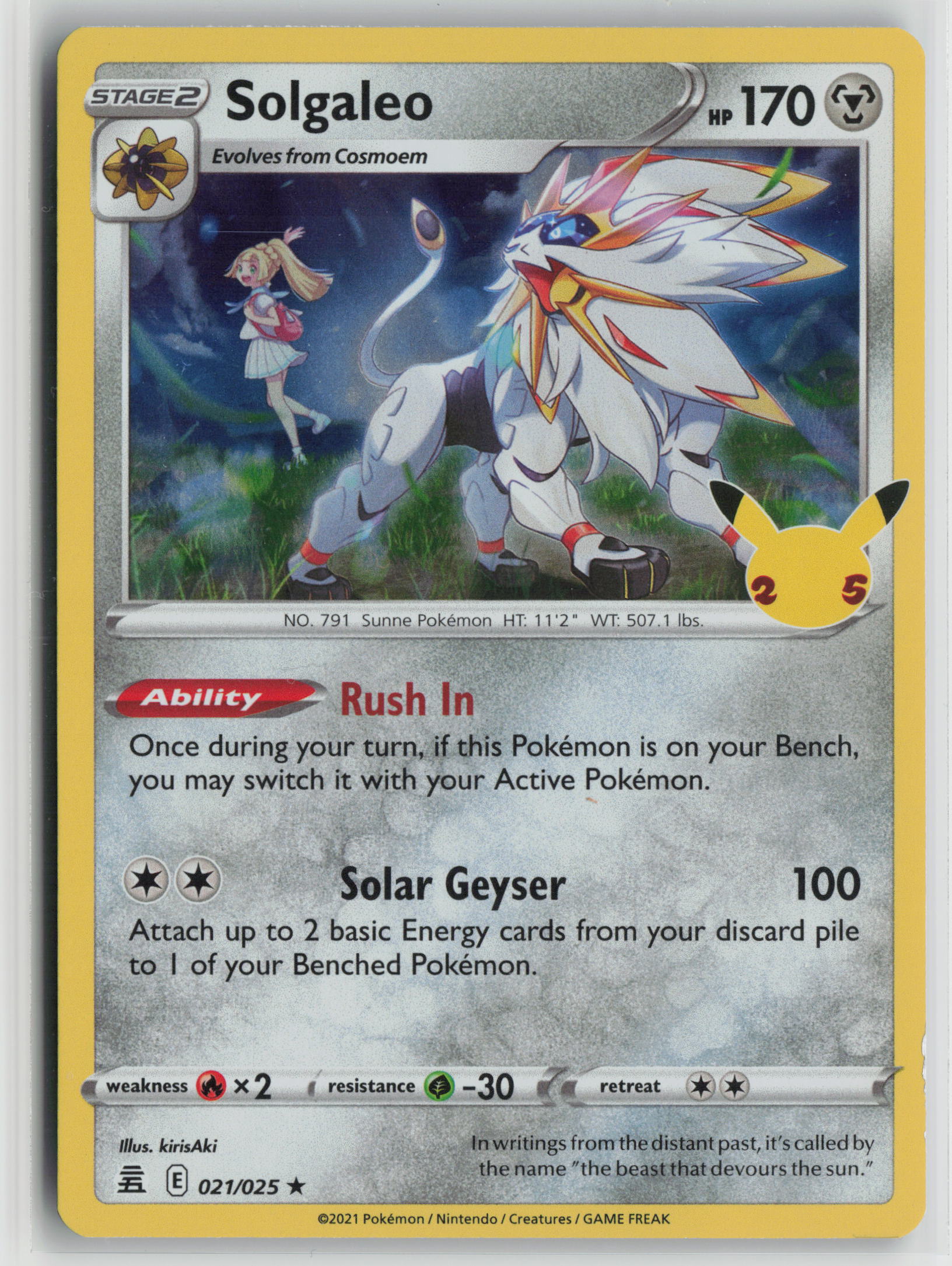 Solgaleo Holo Rare Celebrations 021/025 NM