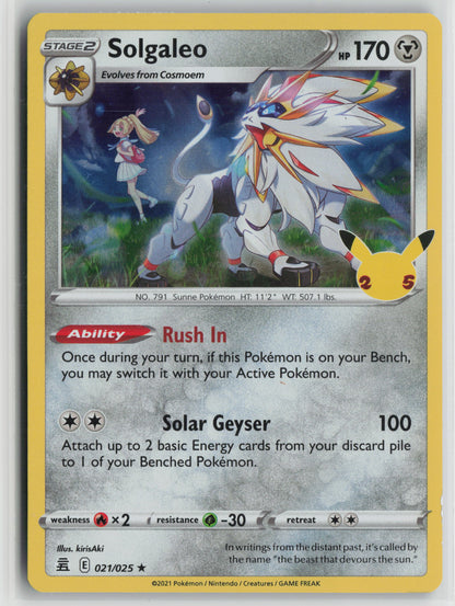 Solgaleo Holo Rare Celebrations 021/025 NM