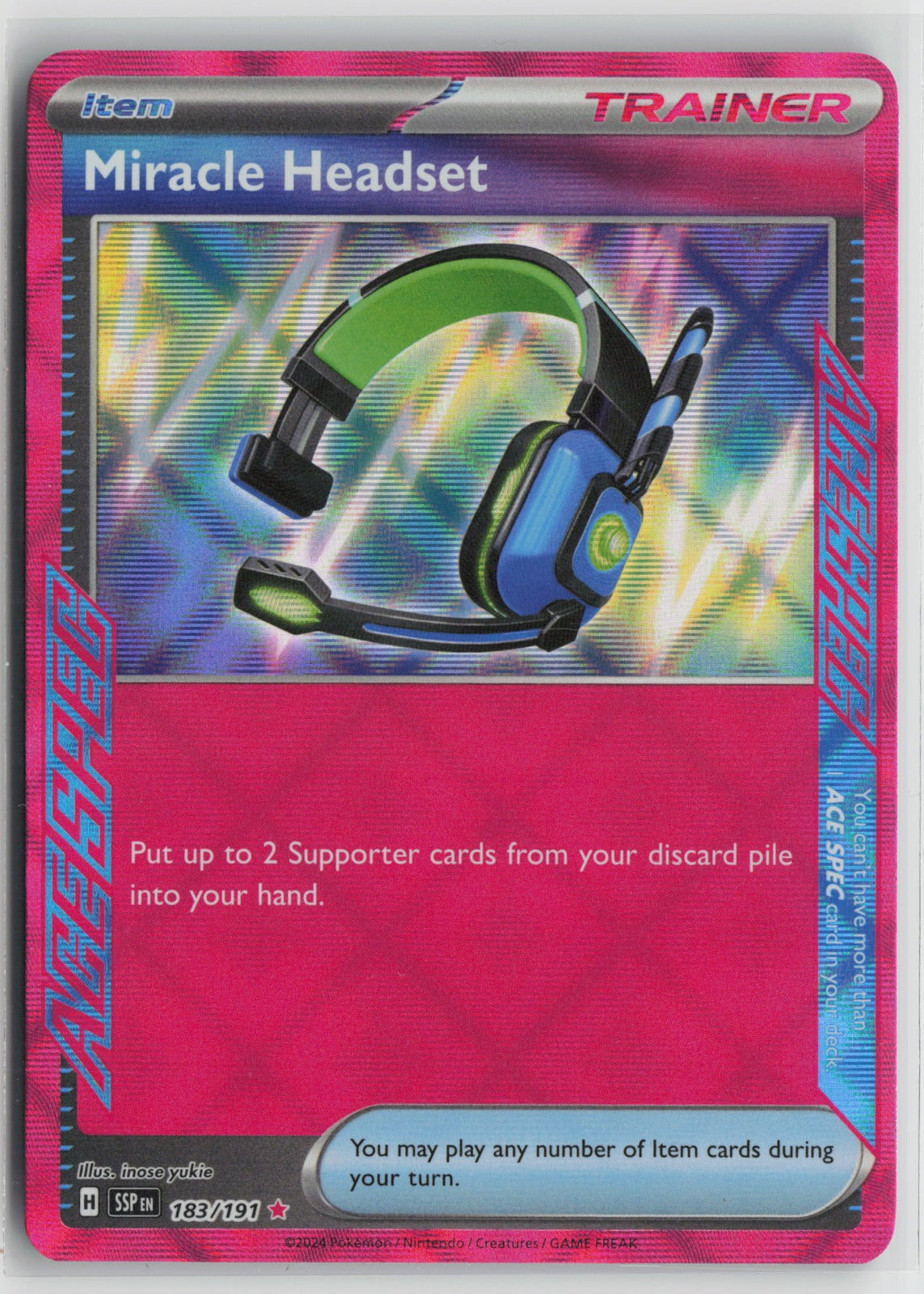 Miracle Headset ACE SPEC Rare Holo SSP 183/191 NM