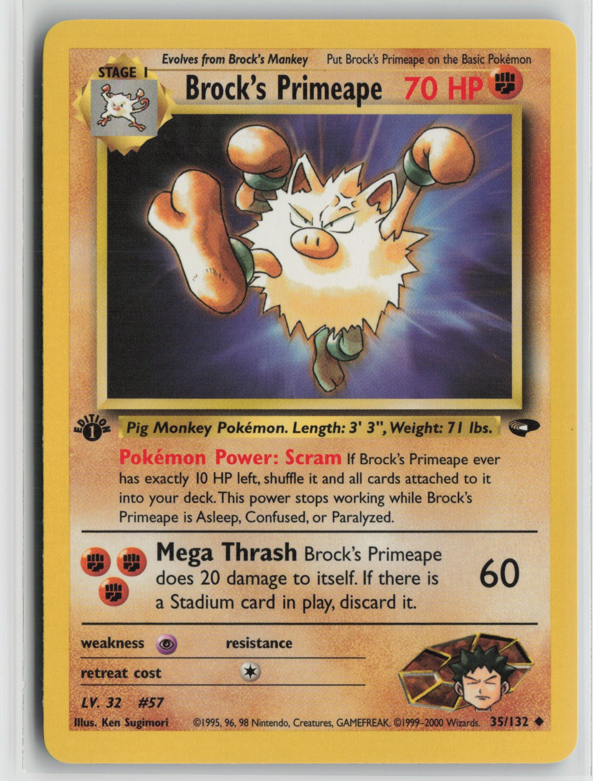 Brock's Primeape Uncommon 1st Edition G2 035/132 NM