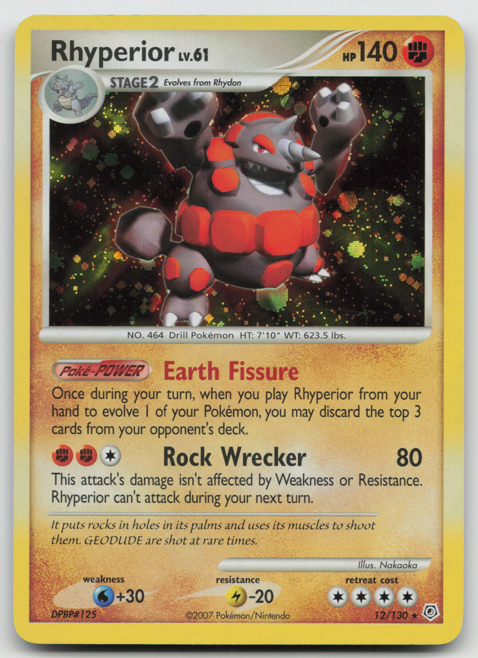 Rhyperior Holo Rare Holo DP 12/130 LP