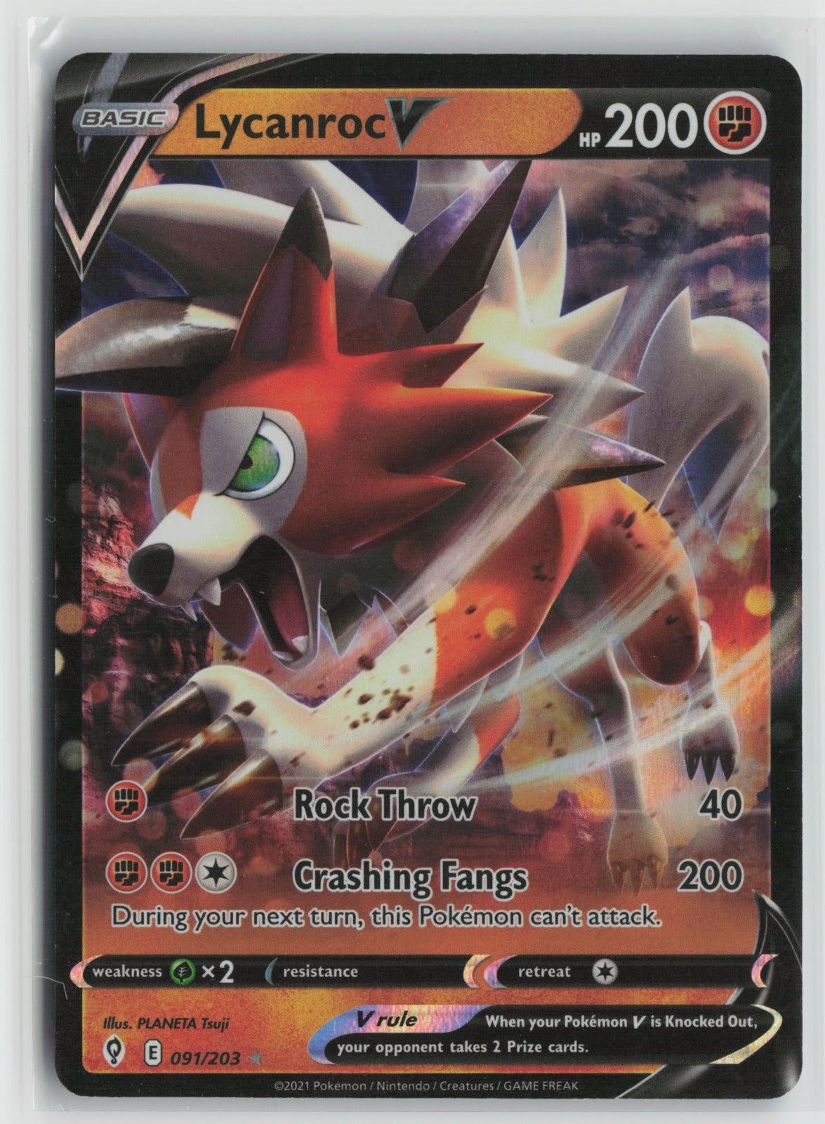 Lycanroc V Ultra Rare Holo SWSH07 091/203 NM